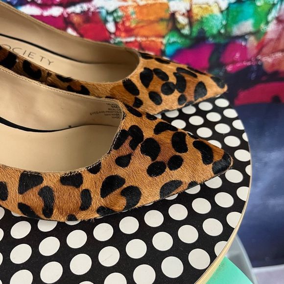 Sole Society Pumps Andorra Leopard Block Heel Shoes 9M Animal Fur - Picture 7 of 10